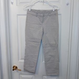 Ann Taylor Loft Tge Original Ankle Pant Women's Size 00P Beige Black & White Dot